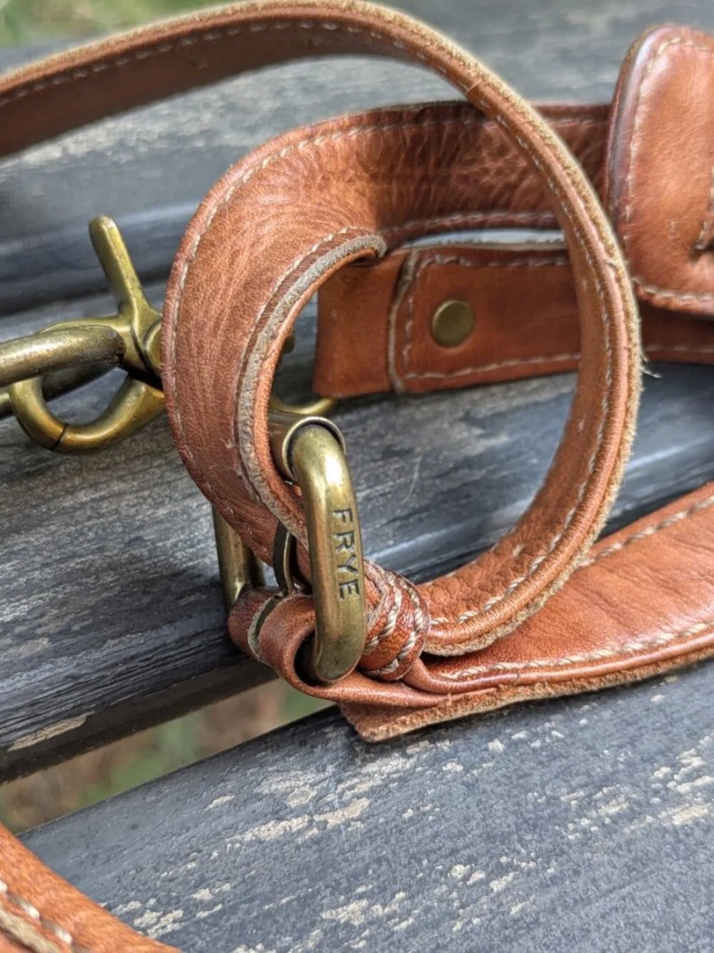 FRYE Vintage Campus Cognac Leather Crossbody Handbag w/ Logo Tag.
